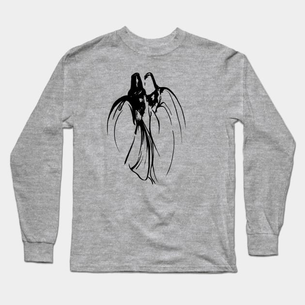 Dervish Mystical Brotherhood Line Drawing In Black Long Sleeve T-Shirt by taiche